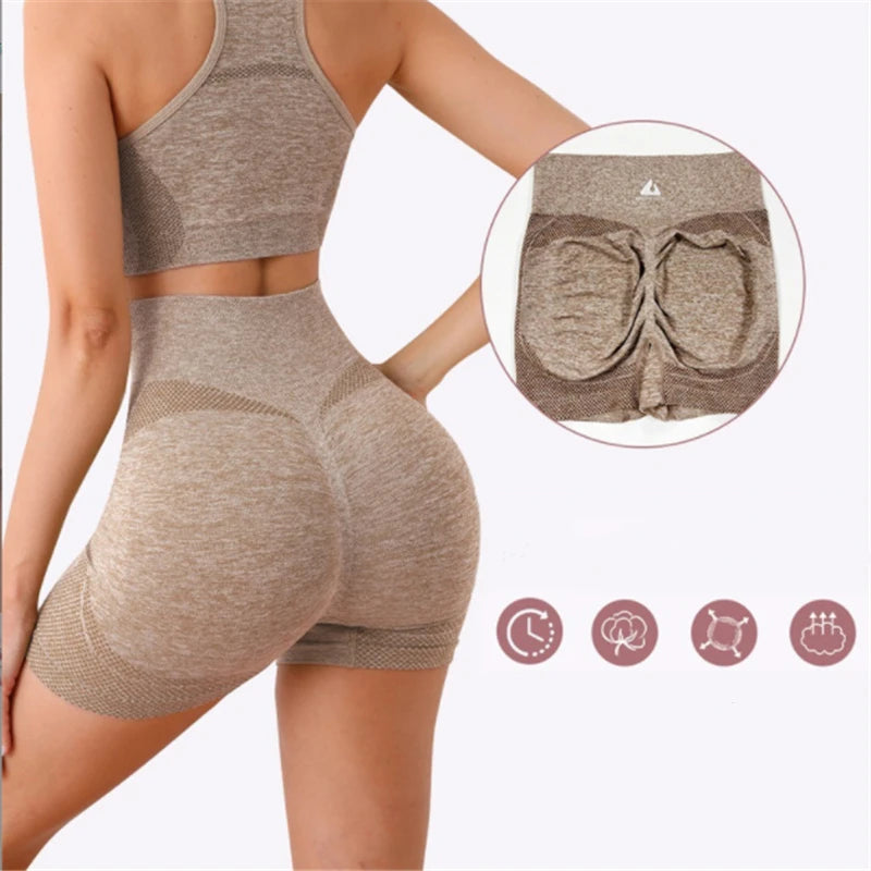 Women’s Seamless Yoga Set – Gym Shorts, Sports Bra & Leggings"