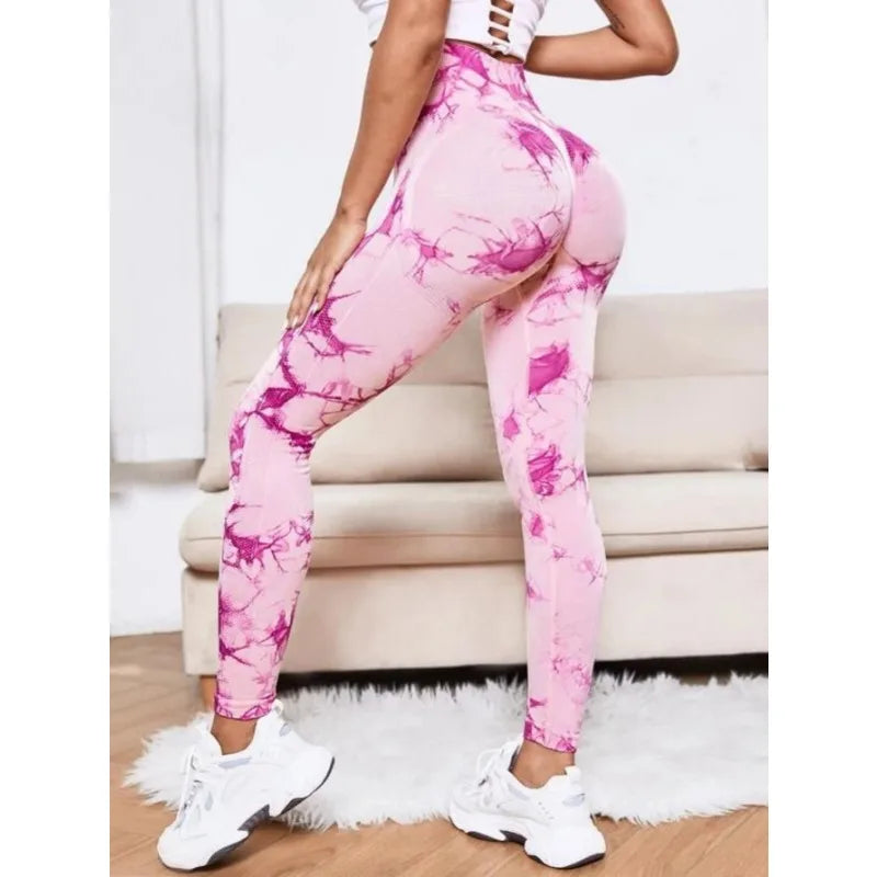 "Women's Seamless High-Waist Leggings – Tie-Dye, Hip-Lifting Yoga & Gym Tights"