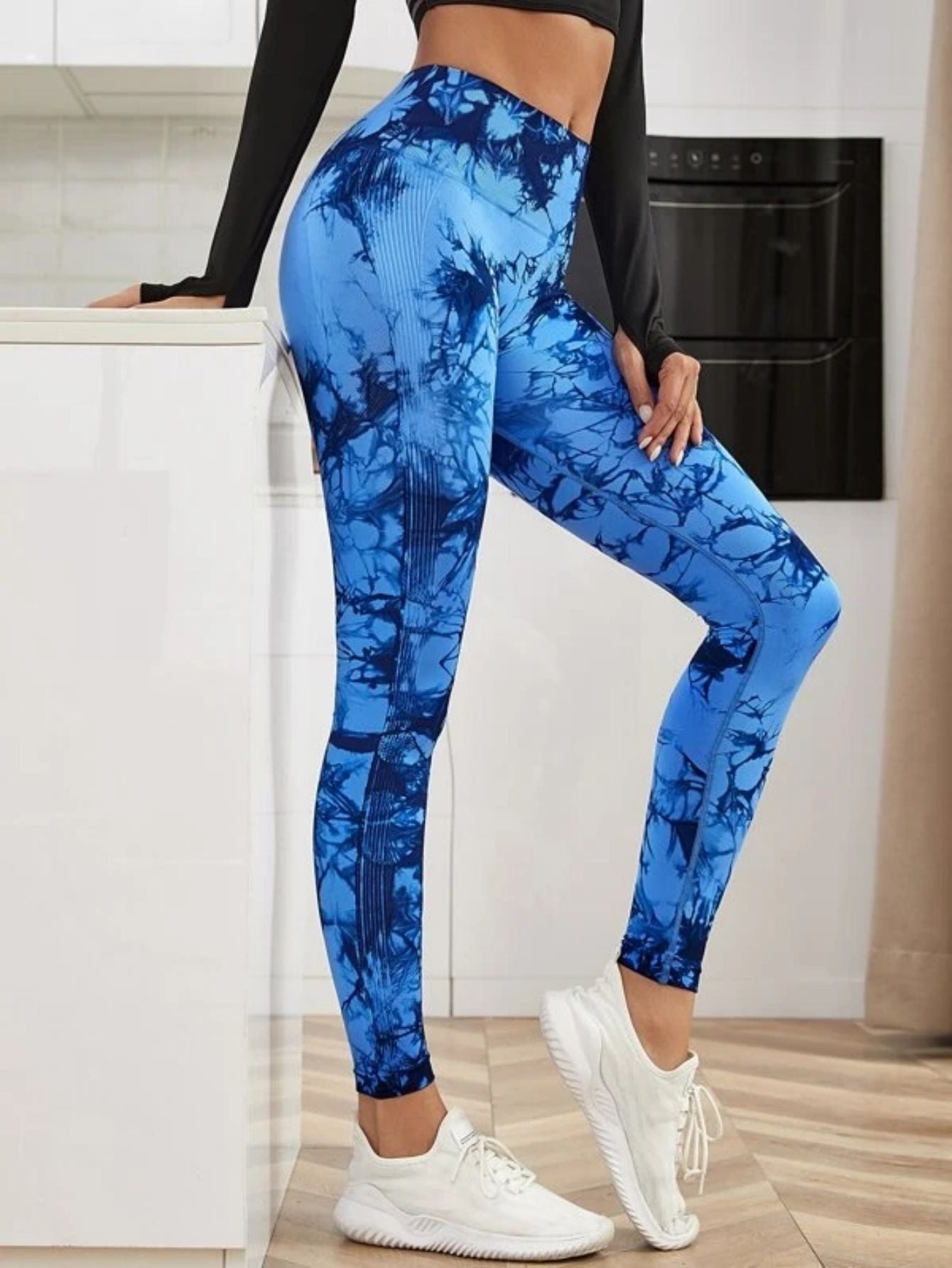 "Women's Seamless High-Waist Leggings – Tie-Dye, Hip-Lifting Yoga & Gym Tights"