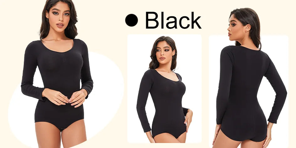 Spandex Body Shaper | Tummy Control Long Sleeve Seamless Bodysuit