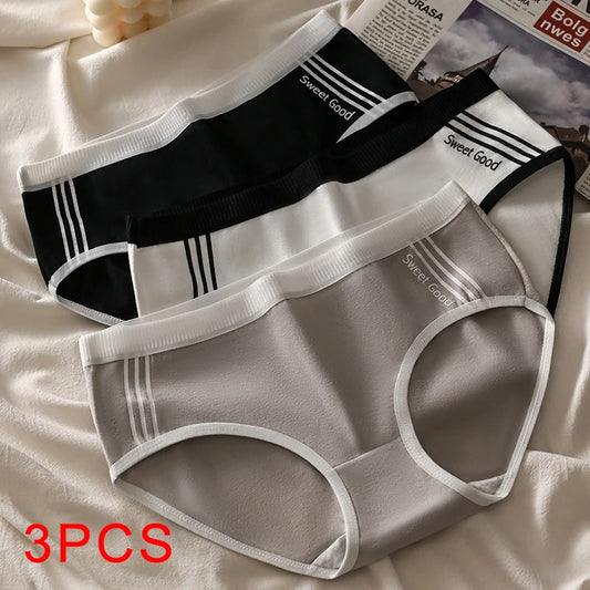 "3PCS Women's Cotton Panties – Soft, Breathable, Mid-Rise Briefs | Comfortable & Sexy Lingerie"