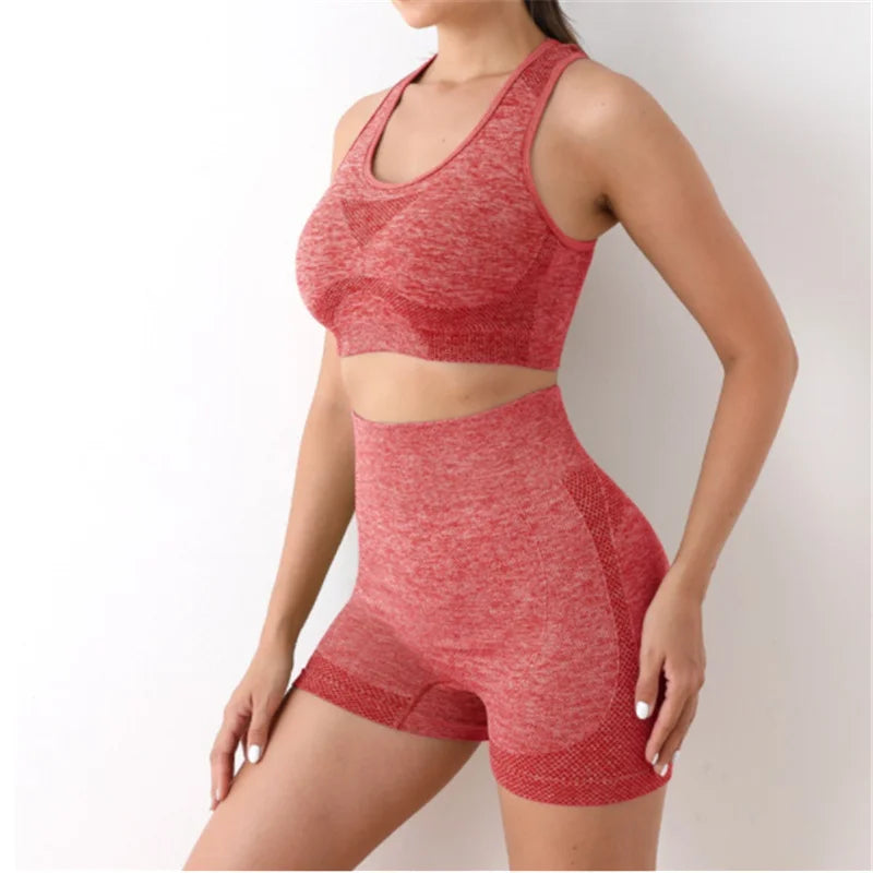 Women’s Seamless Yoga Set – Gym Shorts, Sports Bra & Leggings"