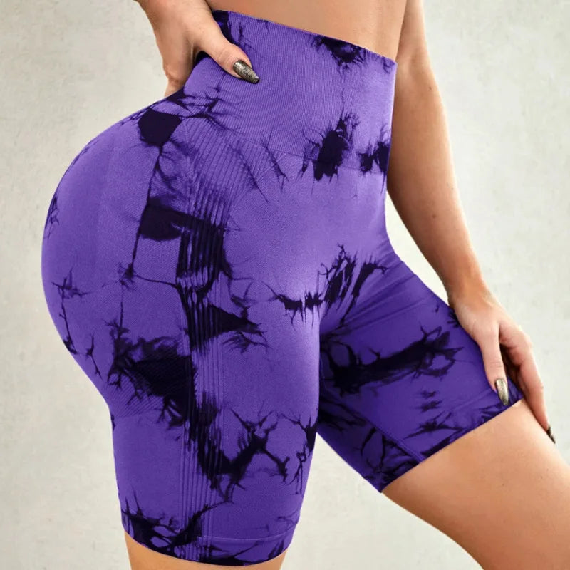 🔥 Tie Dye High Waist Hip Lifting Yoga Shorts