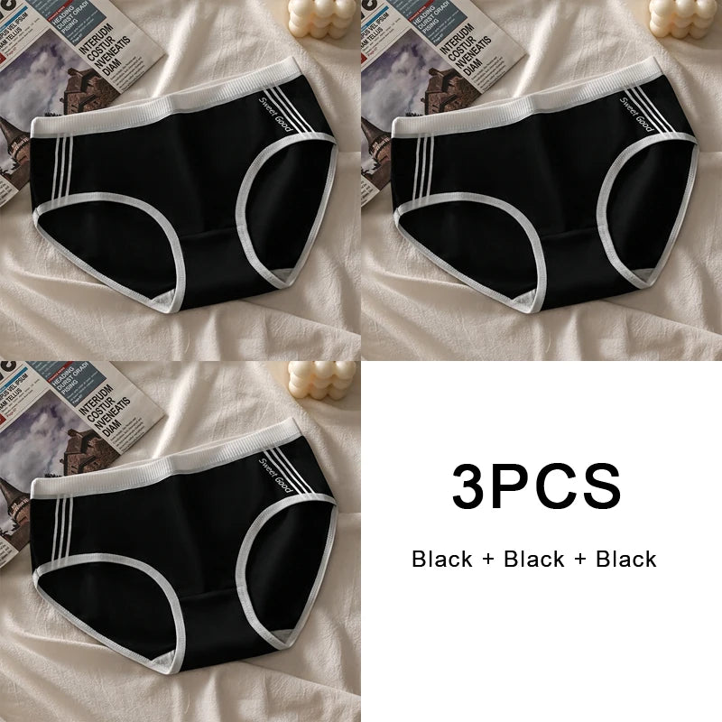 "3PCS Women's Cotton Panties – Soft, Breathable, Mid-Rise Briefs | Comfortable & Sexy Lingerie"