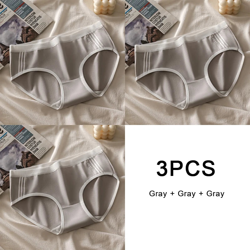 "3PCS Women's Cotton Panties – Soft, Breathable, Mid-Rise Briefs | Comfortable & Sexy Lingerie"